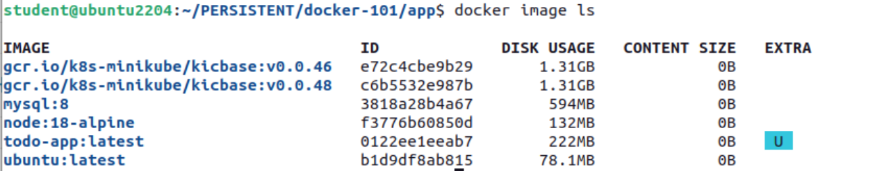 docker image ls